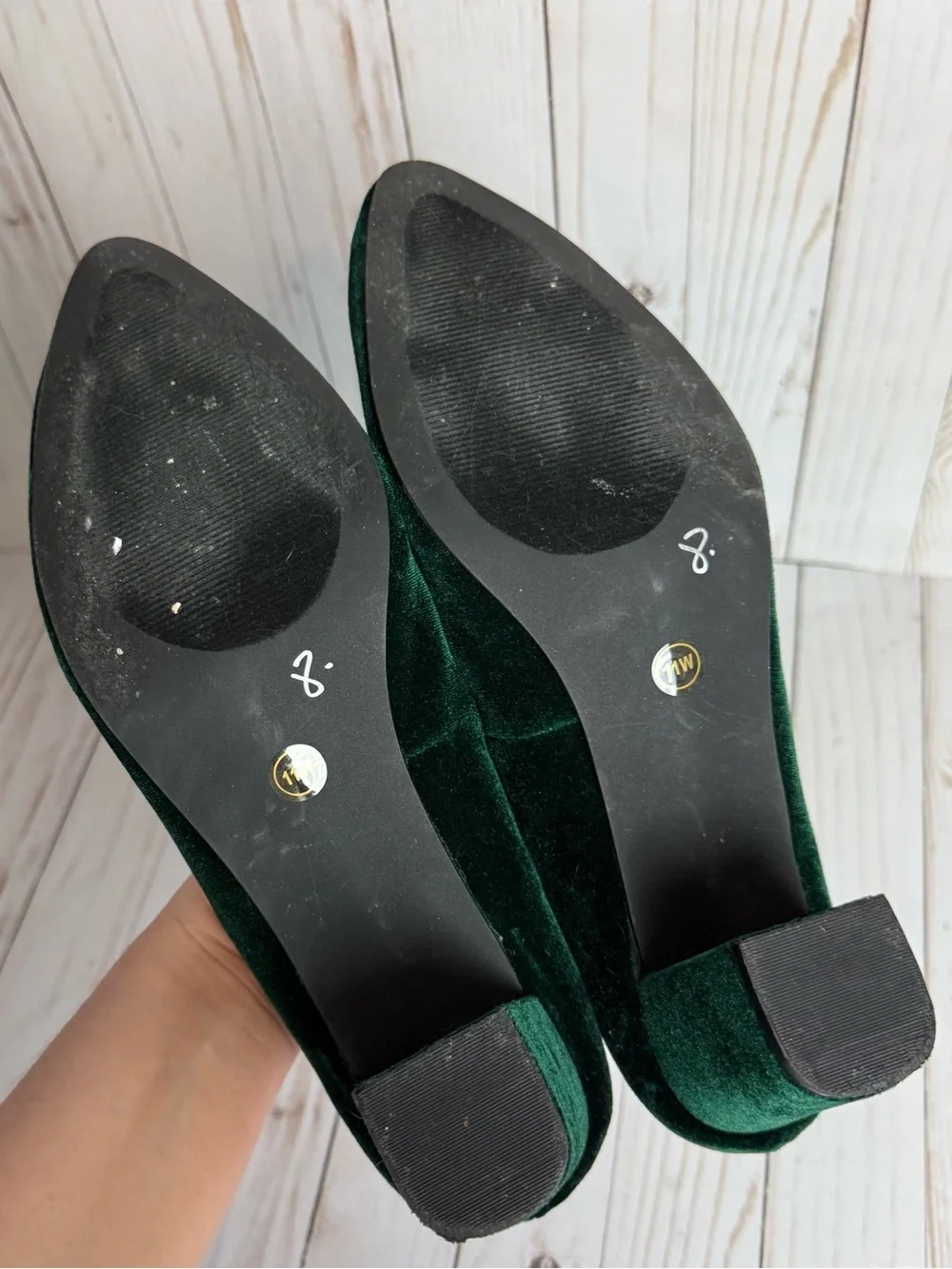 Eloquii Emerald Dark Green Velvet Block Heel Pumps Christmas Holidays